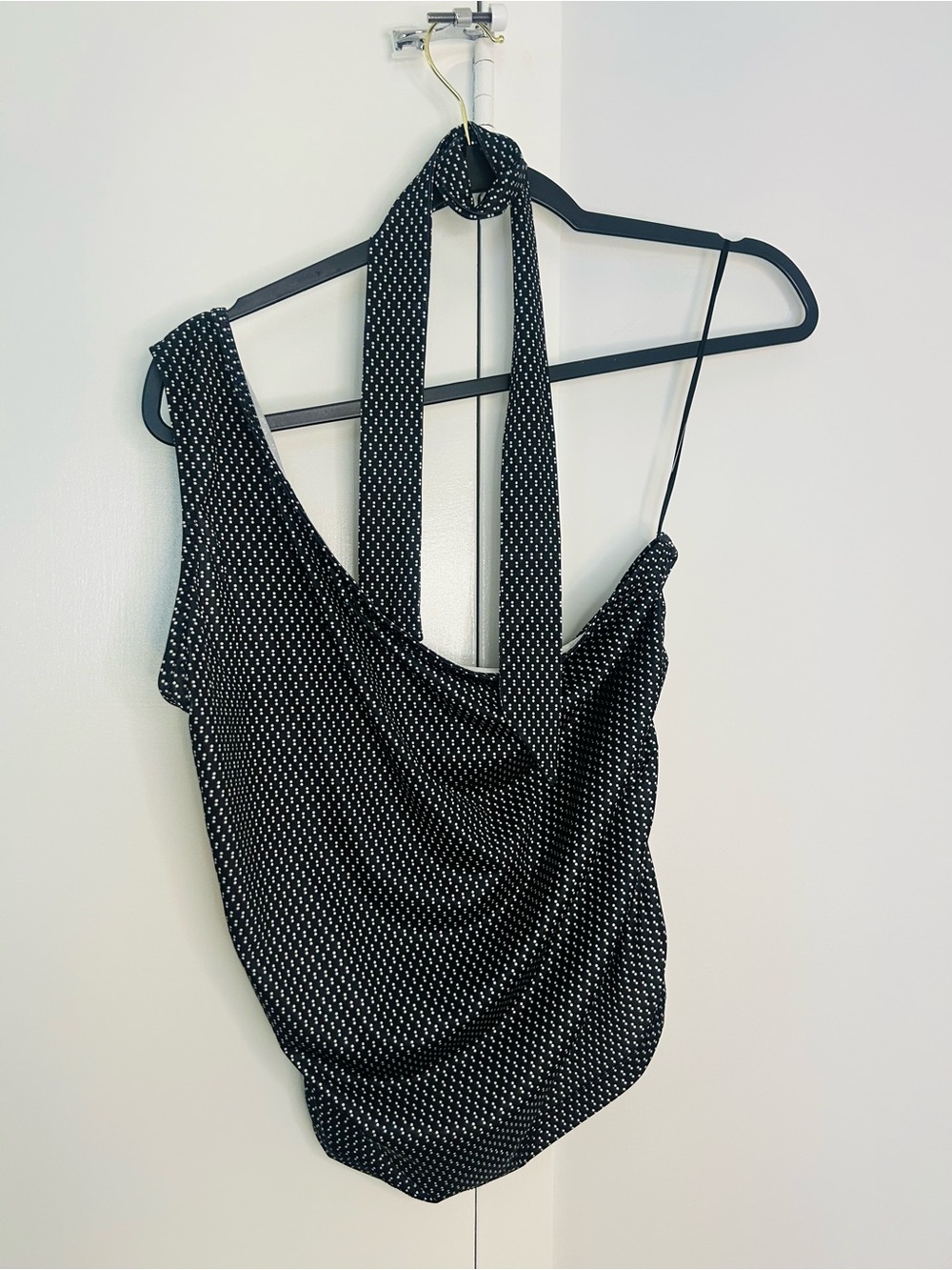 Cherry Mellow Women’s Black Polka Dot  one shoulder knit  camisole Size XL NWT